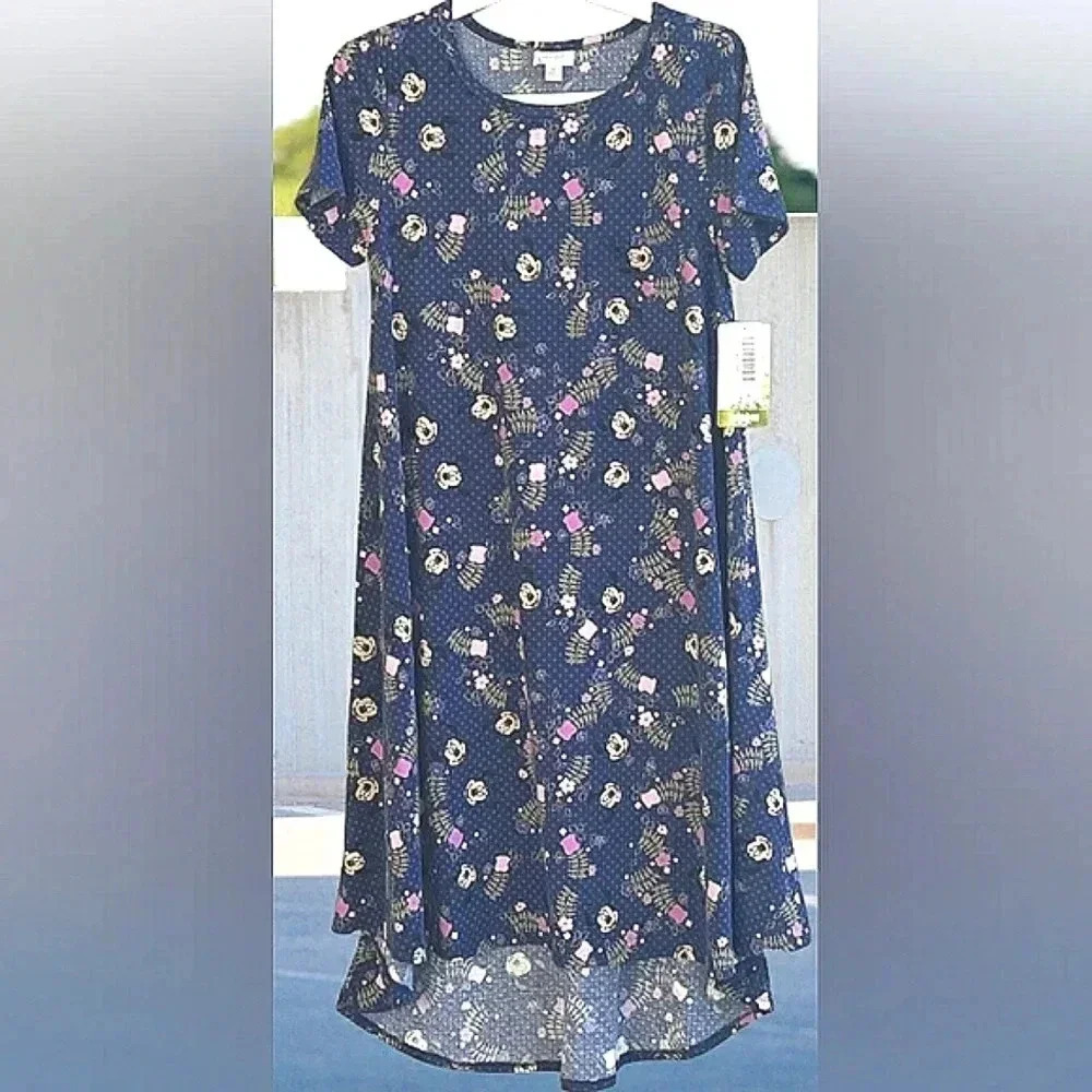 Disney Minnie Mouse Blue Pink Flower Stretch Pullover Midi Dress NWT